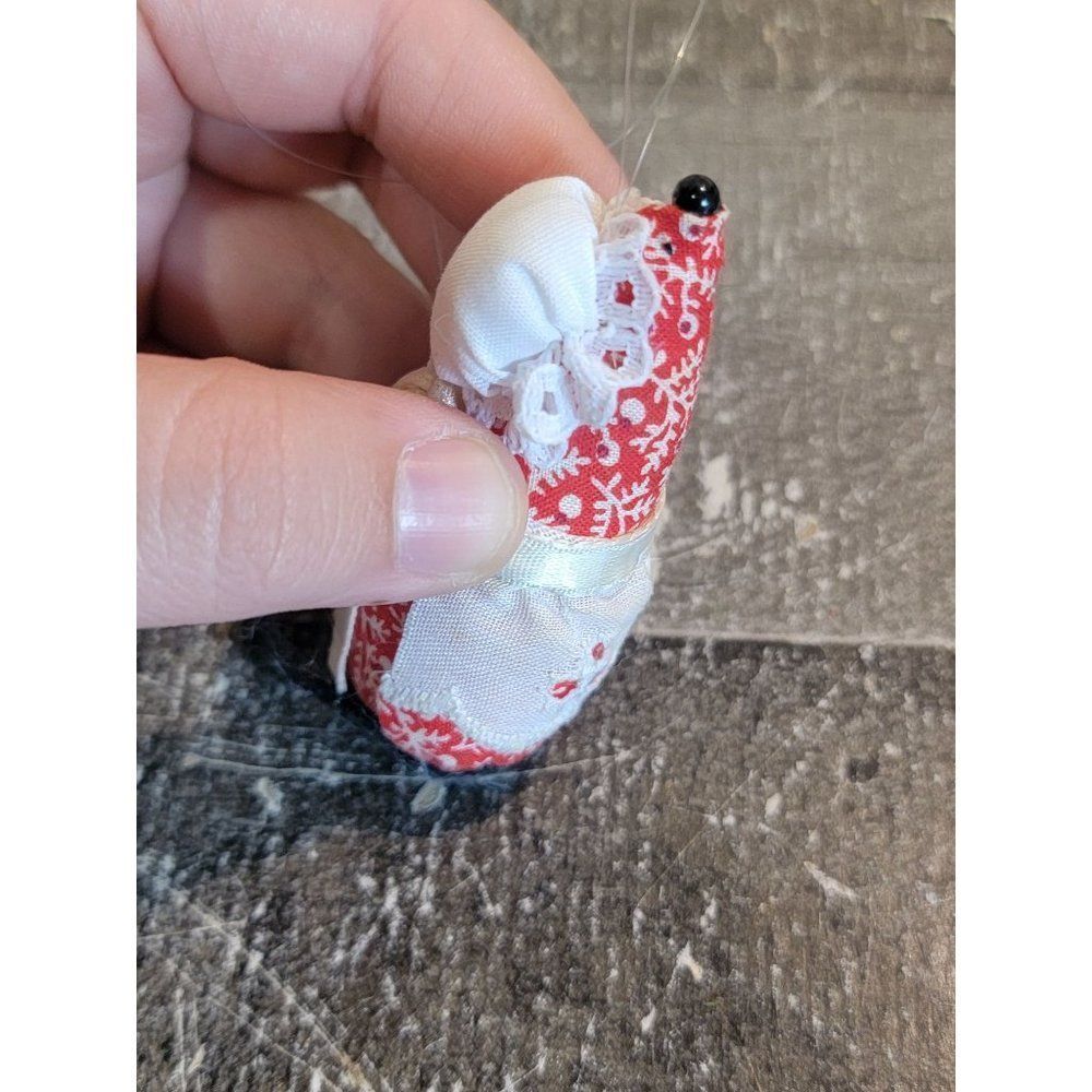 Red mouse maid mice snowflake ornament Xmas decor